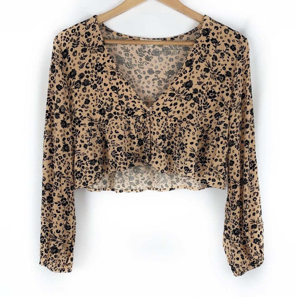 PacSun L.A. Hearts One Button Crop Blouse Floral